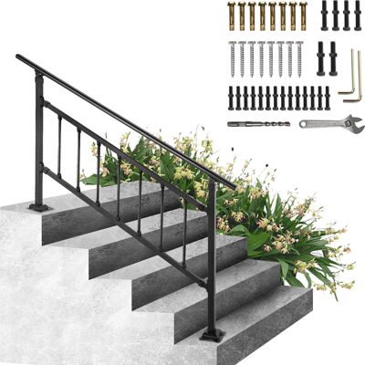 Mophorn - Vevor Barandilla De Hierro 172,5cm Con Barras Pasamanos Escalera 1-4 Pasos Baranda Exterior Ángulo 0-50 Grados Parapeto Negro Tubo Cuadrado Para Escalones De Hormigón Balcones Jardines Hoteles Garajes Mophorn - Vevor Barandilla De Hierro 172,5cm Con Barras Pasamanos Escalera 1-4 Pasos Baranda Exterior Ángulo 0-50 Grados Parapeto Negro Tubo Cuadrado Para Escalones De Hormigón Balcones Jardines Hoteles Garajes