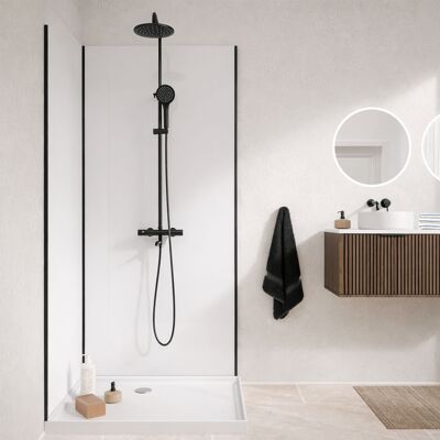 AURLANE Pack 2 Paneles Murales Aluminio Blanco 80+100x210 Y Perfiles Negros Wall'it AURLANE Pack 2 Paneles Murales Aluminio Blanco 80+100x210 Y Perfiles Negros Wall'it