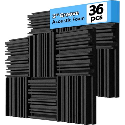 MINICLOSS Paquete De 36 Paneles Acústicos 30 × 30 × 5 Cm – Espuma Absorbente De Banda Ancha Con Estructura Acanalada, Paneles Decorativos 3d Para Estudio Y Aislamiento Acústico MINICLOSS Paquete De 36 Paneles Acústicos 30 × 30 × 5 Cm – Espuma Absorbente De Banda Ancha Con Estructura Acanalada, Paneles Decorativos 3d Para Estudio Y Aislamiento Acústico