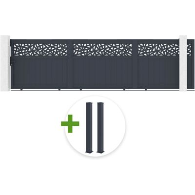 CASANOOV Puerta Corredera 5m Dolomite Ruivo Al.140cm Aluminio Gris + Poste Eifel 15x15cm Aluminio Al.166cm Gris Antracita CASANOOV Puerta Corredera 5m Dolomite Ruivo Al.140cm Aluminio Gris + Poste Eifel 15x15cm Aluminio Al.166cm Gris Antracita
