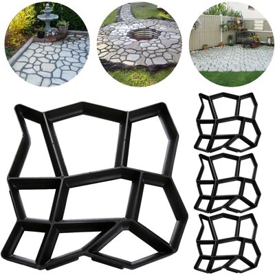 Jiubiaz 4 Piezas Molde De Plástico Para Hormigón Para Exteriores: Creación De Losas Y Caminos De Jardín, Anticorrosión Y Duradero Jiubiaz 4 Piezas Molde De Plástico Para Hormigón Para Exteriores: Creación De Losas Y Caminos De Jardín, Anticorrosión Y Duradero