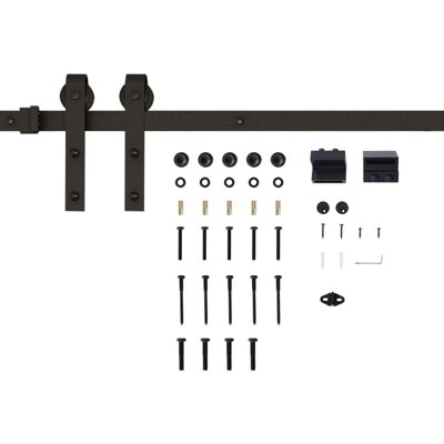 JHY DESIGN Kit De Riel Para Puerta Corredera, Capacidad De Carga Máxima 100 Kg, Metal, Negro, 2 M, Negro JHY DESIGN Kit De Riel Para Puerta Corredera, Capacidad De Carga Máxima 100 Kg, Metal, Negro, 2 M, Negro
