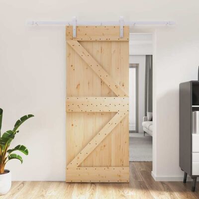 Puerta corredera vidaXL con juego de herrajes - Madera de pino maciza - 85x210 cm Puerta corredera vidaXL con juego de herrajes - Madera de pino maciza - 85x210 cm