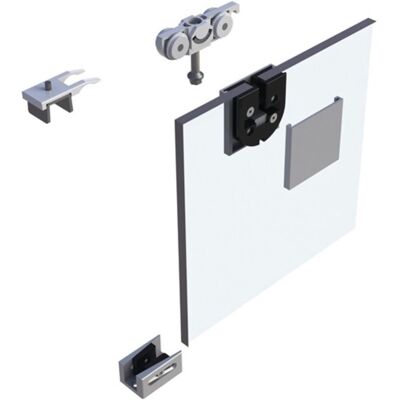 Helm - Sistema corredera 73 80kg efecto acero inoxidable para puertas de vidrio Helm - Sistema corredera 73 80kg efecto acero inoxidable para puertas de vidrio