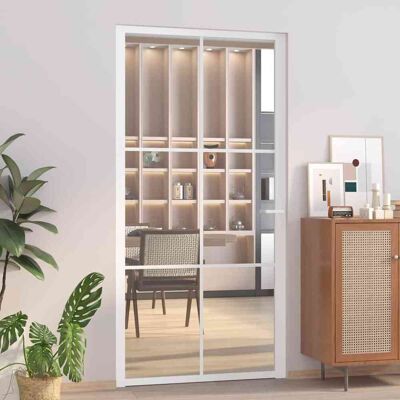vidaXL Puerta interior blanca 102,5x201,5 cm Vidrio ESG y aluminio - Puerta interior vidaXL Puerta interior blanca 102,5x201,5 cm Vidrio ESG y aluminio - Puerta interior