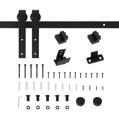 JHY DESIGN Kit De Herrajes Para Puerta Corredera, 200 Cm, Madera, Rieles De Acero Al Carbono, Capacidad De Carga De 20 Kg. JHY DESIGN Kit De Herrajes Para Puerta Corredera, 200 Cm, Madera, Rieles De Acero Al Carbono, Capacidad De Carga De 20 Kg.