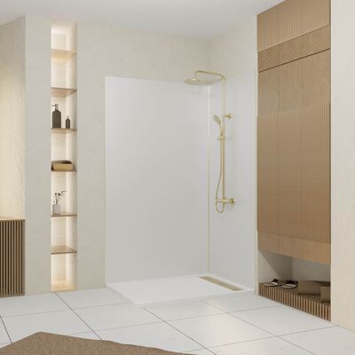 AURLANE Pack 2 Paneles Murales De Aluminio Blanco 120+90x210cm + Perfiles Oro AURLANE Pack 2 Paneles Murales De Aluminio Blanco 120+90x210cm + Perfiles Oro