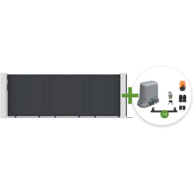 CASANOOV Puerta Corredera Eiger 4,5 M H.160 Cm Aluminio Gris Antracita + Motorización Tanker C600 CASANOOV Puerta Corredera Eiger 4,5 M H.160 Cm Aluminio Gris Antracita + Motorización Tanker C600