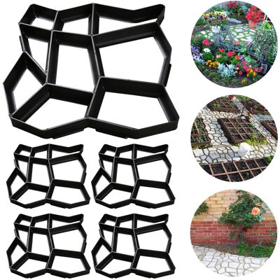 Jiubiaz 5 Piezas Molde De Plástico Para Hormigón Para Exteriores: Creación De Losas Y Caminos De Jardín, Anticorrosión Y Duradero Jiubiaz 5 Piezas Molde De Plástico Para Hormigón Para Exteriores: Creación De Losas Y Caminos De Jardín, Anticorrosión Y Duradero