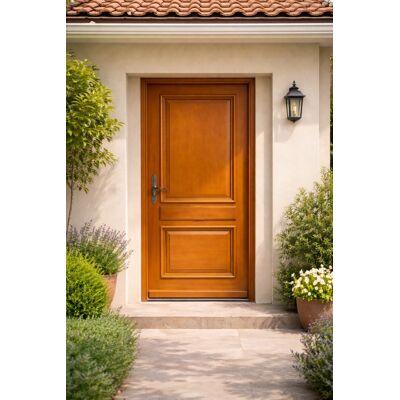 Puerta De Entrada De Madera Maciza Color Azafrã¡n, H.215 X 90 Cm, Lado Del Tablero Derecho, Manilla, Cilindro De Gd Menuiseries Puerta De Entrada De Madera Maciza Color Azafrã¡n, H.215 X 90 Cm, Lado Del Tablero Derecho, Manilla, Cilindro De Gd Menuiseries