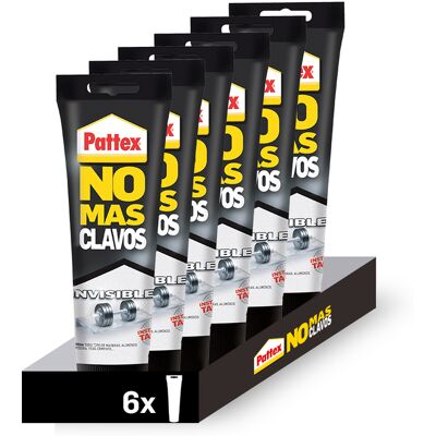 Pack De 6 Unidades Pattex No Mas Clavos Invisible En Tubo Masilla Para Colgar Sin Taladrar La Pared. Pega Madera, Aluminio, Piedra, Yeso, Cemento... Pack De 6 Unidades Pattex No Mas Clavos Invisible En Tubo Masilla Para Colgar Sin Taladrar La Pared. Pega Madera, Aluminio, Piedra, Yeso, Cemento...