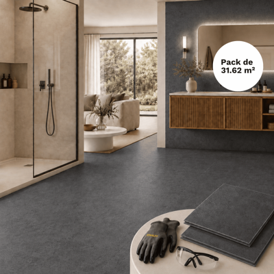 MCCOVER Suelo Y Pared Spc Clic 31,62 M² Efecto Piedra Negra - 305x610 Mm, Capa De Uso 0,5 Mm MCCOVER Suelo Y Pared Spc Clic 31,62 M² Efecto Piedra Negra - 305x610 Mm, Capa De Uso 0,5 Mm