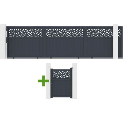 CASANOOV Puerta Corredera 5m Dolomite Ruivo H.140cm Aluminio Gris + Puerta 1m Dolomite Ruivo H.140cm Aluminio Gris CASANOOV Puerta Corredera 5m Dolomite Ruivo H.140cm Aluminio Gris + Puerta 1m Dolomite Ruivo H.140cm Aluminio Gris