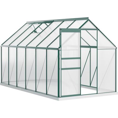 JHY DESIGN Invernadero De Policarbonato Verde, 190 X 375 X 199 Cm, Con Ventana Practicable Y Puerta Corredera, Estructura De Aluminio, Color Verde. JHY DESIGN Invernadero De Policarbonato Verde, 190 X 375 X 199 Cm, Con Ventana Practicable Y Puerta Corredera, Estructura De Aluminio, Color Verde.