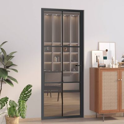 vidaXL Puerta Interior - 83x201.5 cm - Negro & Transparente Oscuro - Moderna vidaXL Puerta Interior - 83x201.5 cm - Negro & Transparente Oscuro - Moderna