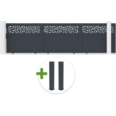 CASANOOV Puerta Corredera De 5 M Dolomite Ruivo H.140cm Aluminio Gris + Poste Eifel 20x20cm Aluminio H.166cm Gris Antracita CASANOOV Puerta Corredera De 5 M Dolomite Ruivo H.140cm Aluminio Gris + Poste Eifel 20x20cm Aluminio H.166cm Gris Antracita