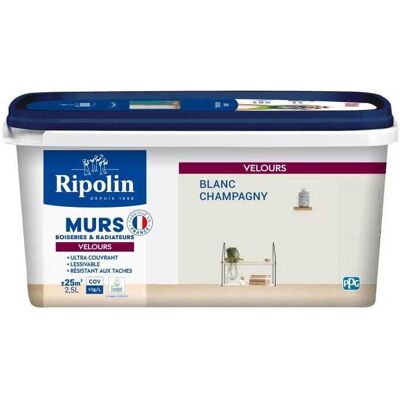 RIPOLIN - Pintura para paredes y radiadores color Champagne Blanco - 2,5L RIPOLIN - Pintura para paredes y radiadores color Champagne Blanco - 2,5L