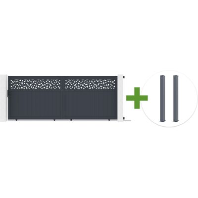CASANOOV Puerta Corredera 4m Dolomite Ruivo Al.160cm Aluminio Gris + Poste Eifel 20x20cm Aluminio Al.190cm Gris Antracita CASANOOV Puerta Corredera 4m Dolomite Ruivo Al.160cm Aluminio Gris + Poste Eifel 20x20cm Aluminio Al.190cm Gris Antracita