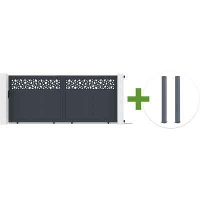 CASANOOV Puerta Corredera De 3,7 M Dolomite Sunny, 160 Cm De Alto, Aluminio Gris + Poste Eifel De 20 X 20 Cm, Aluminio, 190 Cm De Alto, Gris Antracita CASANOOV Puerta Corredera De 3,7 M Dolomite Sunny, 160 Cm De Alto, Aluminio Gris + Poste Eifel De 20 X 20 Cm, Aluminio, 190 Cm De Alto, Gris Antracita
