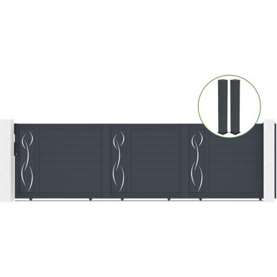 CASANOOV Puerta Corredera 5m Life H.140cm Aluminio + 2 Postes Eifel 20x20cm H.166cm Gris CASANOOV Puerta Corredera 5m Life H.140cm Aluminio + 2 Postes Eifel 20x20cm H.166cm Gris