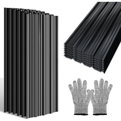 Jiubiaz Paneles De Techo 24 Uds 129x46 Cm, Acero Galvanizado Antracita, 14 M², Chapa Perfilada Para Techo Y Pared Jiubiaz Paneles De Techo 24 Uds 129x46 Cm, Acero Galvanizado Antracita, 14 M², Chapa Perfilada Para Techo Y Pared