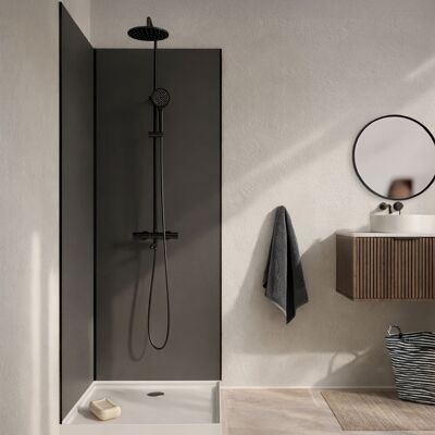 AURLANE Pack 2 Paneles Murales Aluminio Gris 90x210 Y Perfiles Negros Wall'it AURLANE Pack 2 Paneles Murales Aluminio Gris 90x210 Y Perfiles Negros Wall'it