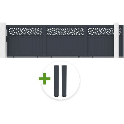 CASANOOV Puerta Corredera De 5 M Dolomite Ruivo H.160cm Aluminio Gris + Poste Eifel 20x20cm Aluminio H.190cm Gris Antracita CASANOOV Puerta Corredera De 5 M Dolomite Ruivo H.160cm Aluminio Gris + Poste Eifel 20x20cm Aluminio H.190cm Gris Antracita