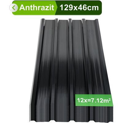 Wolketon Paneles De Techo 12 Uds 129x46 Cm, Acero Galvanizado Antracita, 7 M², Chapa Perfilada Para Techo Y Pared Wolketon Paneles De Techo 12 Uds 129x46 Cm, Acero Galvanizado Antracita, 7 M², Chapa Perfilada Para Techo Y Pared