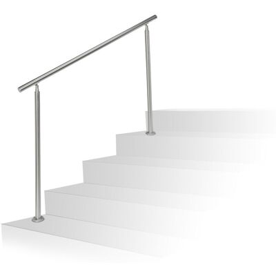Relaxdays - Barandilla Escalera, Pasamanos De 1,5 M Largo, 2 Postes, Sin Travesaños, 1 Ud., Acero Inoxidable, Plateado Relaxdays - Barandilla Escalera, Pasamanos De 1,5 M Largo, 2 Postes, Sin Travesaños, 1 Ud., Acero Inoxidable, Plateado