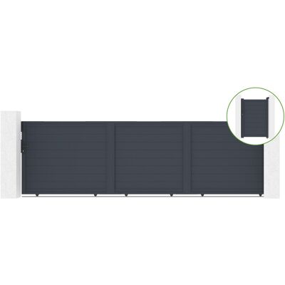 Casanoov - Puerta Corredera 5m Eiger H.140cm Aluminio + Cancela Eiger H140 Gris Casanoov - Puerta Corredera 5m Eiger H.140cm Aluminio + Cancela Eiger H140 Gris