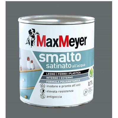 MAX MEYER Esmalte Satinado Al Agua Gris Ahumado 0,75lt MAX MEYER Esmalte Satinado Al Agua Gris Ahumado 0,75lt