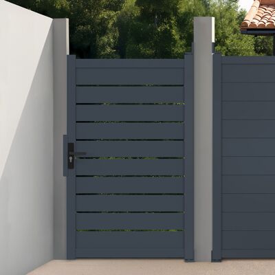 IDMARKET Puerta Peatonal 100x160 Cm De Aluminio Perforado Gris Antracita IDMARKET Puerta Peatonal 100x160 Cm De Aluminio Perforado Gris Antracita