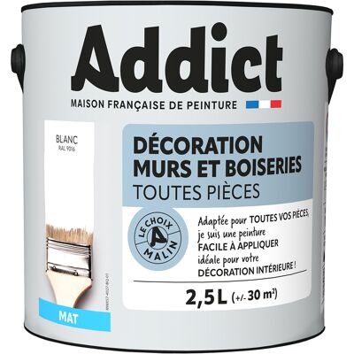 Addict - Pintura Acrílica Blanca Mate Para Paredes Y Carpintería 2.5l. Addict - Pintura Acrílica Blanca Mate Para Paredes Y Carpintería 2.5l.