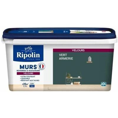 RIPOLIN Verde Armerie Pintura de terciopelo para paredes y radiadores - Interior RIPOLIN Verde Armerie Pintura de terciopelo para paredes y radiadores - Interior