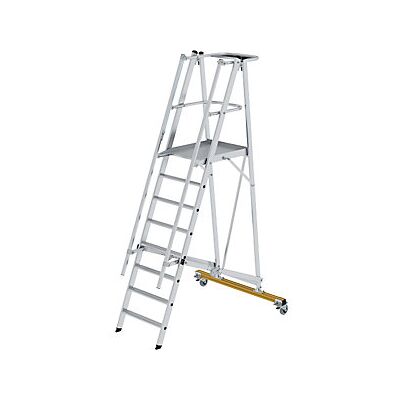 Escalera MUNK de Plataforma Móvil - 8 Peldaños, Barandillas en 3 lados Escalera MUNK de Plataforma Móvil - 8 Peldaños, Barandillas en 3 lados