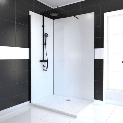 AURLANE Pack 2 Paneles Murales De Aluminio Blanco 120+90x210cm + Perfiles De Acabado Y Angular Negro AURLANE Pack 2 Paneles Murales De Aluminio Blanco 120+90x210cm + Perfiles De Acabado Y Angular Negro