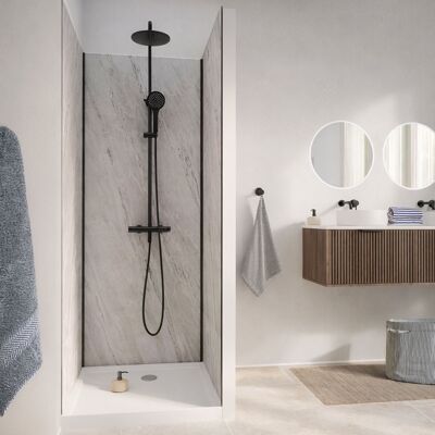 AURLANE Pack De 3 Paneles Murales Piedra Artic Storm 90x210 Cm Y Perfiles Negros AURLANE Pack De 3 Paneles Murales Piedra Artic Storm 90x210 Cm Y Perfiles Negros