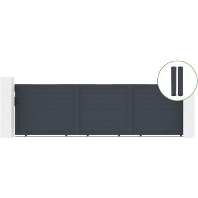 CASANOOV Puerta Corredera 5m Eiger H.140cm Aluminio + 2 Postes Eifel 20x20cm H.166cm Gris CASANOOV Puerta Corredera 5m Eiger H.140cm Aluminio + 2 Postes Eifel 20x20cm H.166cm Gris