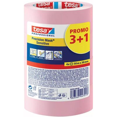 Lote De 3+1 Adhesivo De Enmascarar De Precisión Delicado Rosa Tesa 50mx38mm - Tesa Construcción Lote De 3+1 Adhesivo De Enmascarar De Precisión Delicado Rosa Tesa 50mx38mm - Tesa Construcción