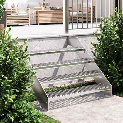 vidaXL Escalera de jardín Acero galvanizado 100x24x7 cm - Escalera de jardín vidaXL Escalera de jardín Acero galvanizado 100x24x7 cm - Escalera de jardín
