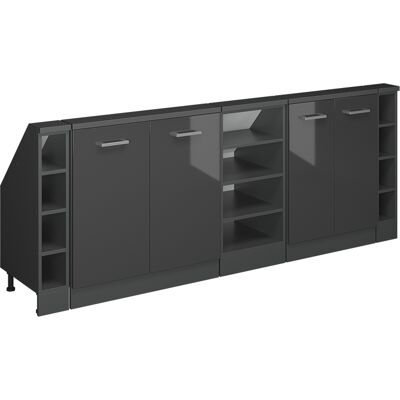 Armario De Cocina Para Techo Inclinado R-line, Antracita Brillo Intenso/antracita, 210 Cm Lote De 5, Vicco Armario De Cocina Para Techo Inclinado R-line, Antracita Brillo Intenso/antracita, 210 Cm Lote De 5, Vicco