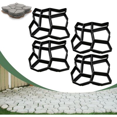 Wolketon 4 Piezas Molde De Plástico Para Hormigón Para Exteriores: Creación De Losas Y Caminos De Jardín, Anticorrosión Y Duradero Wolketon 4 Piezas Molde De Plástico Para Hormigón Para Exteriores: Creación De Losas Y Caminos De Jardín, Anticorrosión Y Duradero