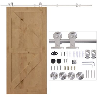 JHY DESIGN Kit De Herrajes De Acero Inoxidable Para La Instalación De Una Puerta Corredera De Madera De 2,5 X 200 Cm, Color Plata. JHY DESIGN Kit De Herrajes De Acero Inoxidable Para La Instalación De Una Puerta Corredera De Madera De 2,5 X 200 Cm, Color Plata.