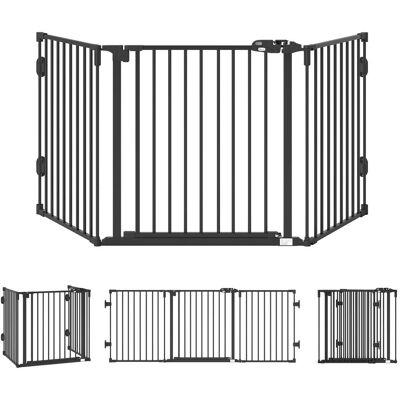 HELLOSHOP26 Barrera De Seguridad Puerta Para Perro 202.5 X 2 X 76 Cm Plegable Cierre Automático Escalera Moderna De Acero Negro 210007440 HELLOSHOP26 Barrera De Seguridad Puerta Para Perro 202.5 X 2 X 76 Cm Plegable Cierre Automático Escalera Moderna De Acero Negro 210007440