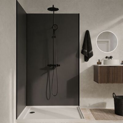 AURLANE Pack 2 Paneles Murales Aluminio Gris 90+120x210 Y Perfiles Negros Wall'it AURLANE Pack 2 Paneles Murales Aluminio Gris 90+120x210 Y Perfiles Negros Wall'it