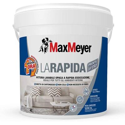 MAX MEYER Idropittura Max Lavabile La Rapida 4 L Bianco Opaco MAX MEYER Idropittura Max Lavabile La Rapida 4 L Bianco Opaco