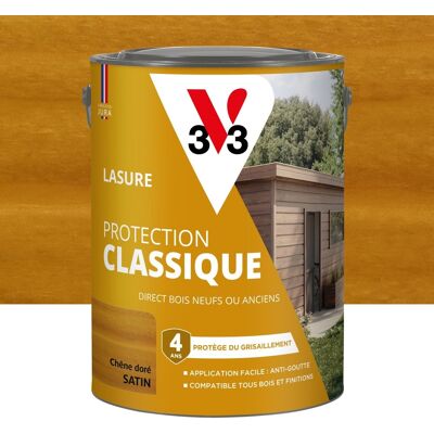Tinte Para Madera V33 Classic Protection, Roble Dorado Satinado, 5 Litros, 4 Años De Garantía V33 Tinte Para Madera V33 Classic Protection, Roble Dorado Satinado, 5 Litros, 4 Años De Garantía V33