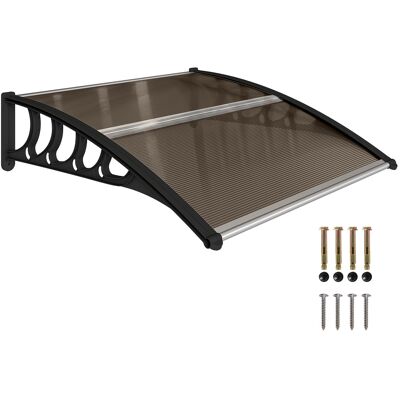 JHY DESIGN Toldo Exterior De Policarbonato Para Puertas Y Ventanas Con Kit De Montaje, 103 X 96,5 X 27 Cm - Marrón JHY DESIGN Toldo Exterior De Policarbonato Para Puertas Y Ventanas Con Kit De Montaje, 103 X 96,5 X 27 Cm - Marrón