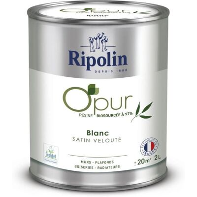 Pintura O'Pur Para Paredes, Molduras Y Radiadores - Ripolin - 472822 - Blanco - Satinado Aterciopelado - 2 L Pintura O'Pur Para Paredes, Molduras Y Radiadores - Ripolin - 472822 - Blanco - Satinado Aterciopelado - 2 L