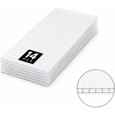 MCCOVER Lote 14 Placas De Policarbonato Alveolar Translúcido 10mm - 50x98cm MCCOVER Lote 14 Placas De Policarbonato Alveolar Translúcido 10mm - 50x98cm